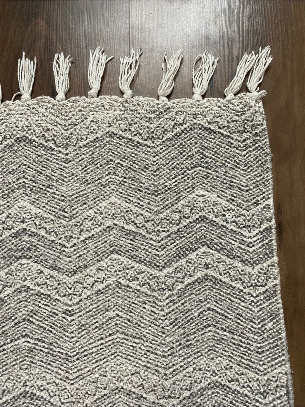 Neutral Fringe Cotton Mat - Soft Cream Rug